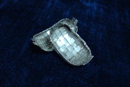 Par de pequenas canastras em prata javali. Falhas nas pegas.